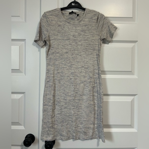 Theory Gray T-Shirt Crew Neck Ribbed Dress - Picture 4 of 6